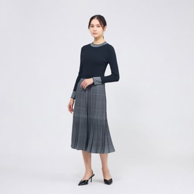 プリーツライクジャカード ニットワンピース（M5J03718＿＿