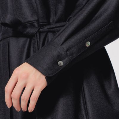 新品　エポカ　ウール　フラノ　シャツ　ワンピース　シャツワンピ　ホワイト　リボン オリジナルファッション - 新品 エポカ ウール フラノ シャツ