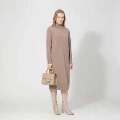 ウールフロー アシンメトリーレイヤードニットドレス