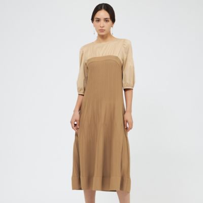 【美品】EPOCA ノースリーブニットワンピース フレア 40 無地 グレージュ 美品】EPOCA ノースリーブニットワンピース フレア 40 無地