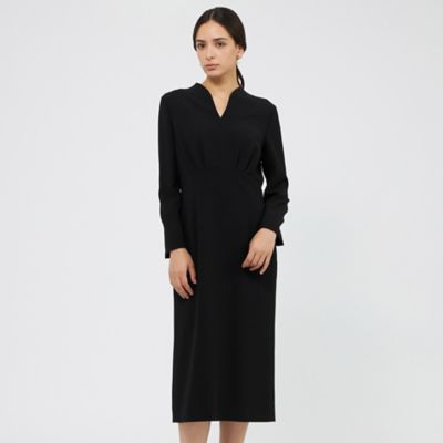 【ダブスタ】クリーム色 Vネック ワンピース セール 50%OFF】Vネックダブルボタンワンピース(505265845