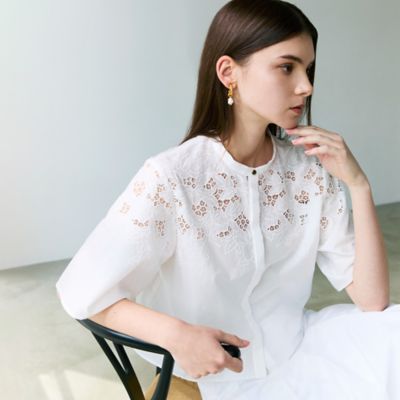 新品⭐︎エポカ　トリアセクロス　デザインブラウス　ネイビー　レース　40 新品⭐︎エポカ トリアセクロス デザインブラウス ネイビー