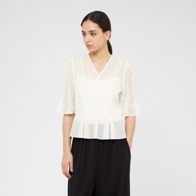 ＜EPOCA (Women)＞シアーストライプ　タックデザインブラウス（Ｍ５Ｍ３２５７１＿＿）
