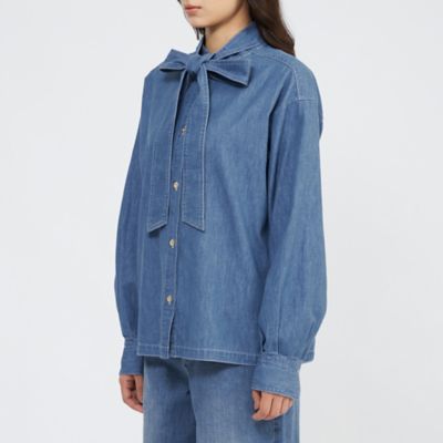 THIRD MAGAGINE デニムボウタイブラウス 中古・古着通販】THIRD MAGAZINE (サードマガジン) デニムボウタイ