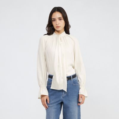 ＜EPOCA (Women)＞フィブリルサテン　ボウタイブラウス（Ｍ５Ｍ３９６７０＿＿）