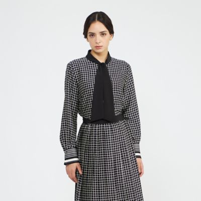 ＜EPOCA (Women)＞バイカラージオメトリックプリント　ボウタイブラウス（Ｍ５Ｍ４０６７２＿＿）