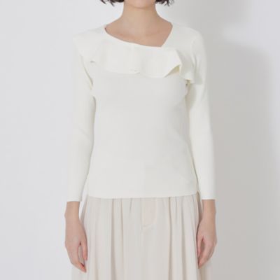 ■美品 EPOCA La maglia アシンメトリー フリルニットプルオーバー La maglia】アシンメトリー フリルニットプルオーバー