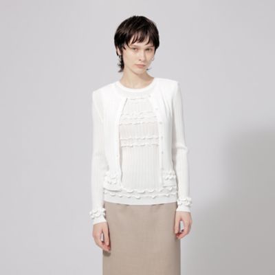 EPOCA エポカ レース リブ カーディガン ノースリーブ カットソー 40 EPOCA エポカ レース リブ カーディガン ノースリーブ カットソー 40