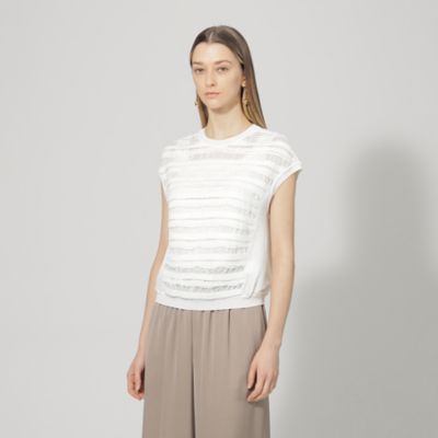 ＜EPOCA (Women)＞メタルライクストレッチ　ノースリーブニットプルオーバー（Ｍ５Ｎ１４３２９＿＿）