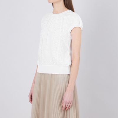 リバーレースコンビ フレンチスリーブニット