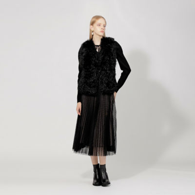 エポカ【La maglia】ムートンコンビニットジレネイビー