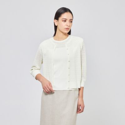 ＜EPOCA (Women)＞シアーレースニット　クロップドカーディガン（Ｍ５Ｎ３９５６６＿＿）