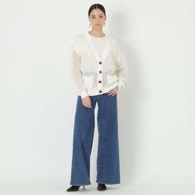 La maglia estate】ビッグメッシュ ニットカーディガン 