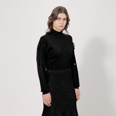 ＜EPOCA (Women)＞スーパーファインウール　レースアップニットプルオーバー（Ｍ５Ｎ４５２８６＿＿）