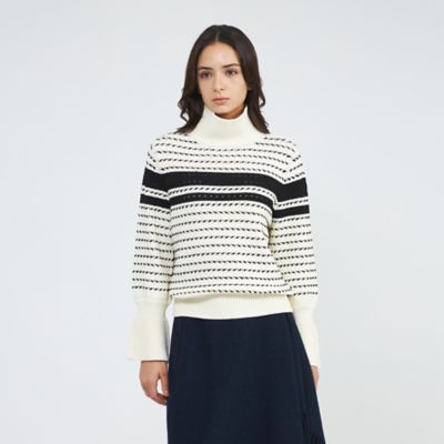 ＜EPOCA (Women)＞ウールラインボーダー　タートルニット（Ｍ５Ｎ５５６６７＿＿）