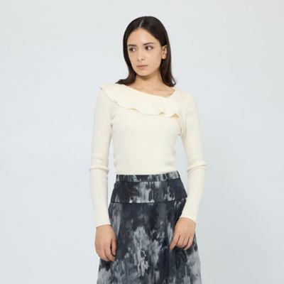 ＜EPOCA (Women)＞【ＷＥＢ＆一部店舗限定】　ウォッシャブルウール　ラッフルリブニット（Ｍ５Ｎ９３６０３＿＿）