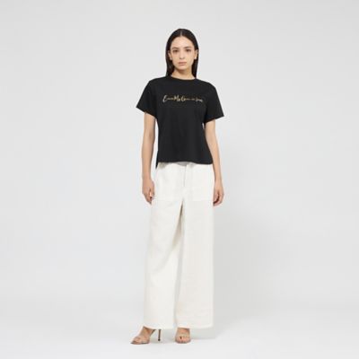 ★エポカEPOCA美品パフスリーブカットソーTシャツ40アドーア★イエナ★アナイ フォイルロゴ Tシャツ（M5P12533＿＿） | EPOCA (Women