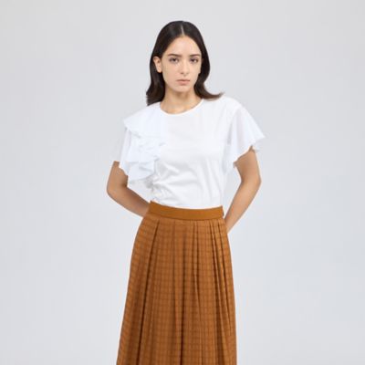 ＜EPOCA (Women)＞シアーラッフルジャージー　デザインカットソー（Ｍ５Ｐ１４６０７＿＿）