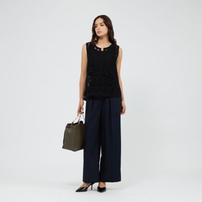 極美品　EPOCA ラ・マリア　クロスニットパンツ　ワイド　ガウチョ　紺 エコストレッチ ニットガウチョパンツ（M5R02305＿＿