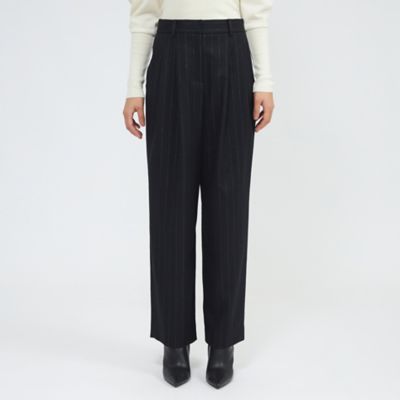 ミツ ロングボード 9,1/2【手渡し限定】 ウールラメストライプ タックワイドテーパードパンツ