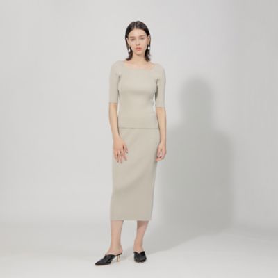 【ＥＰＯＣＡ　ＤＩ　ＢＡＳＥ】　レーヨンストレッチ　リブニットタイトスカート　《ＷＥＢ＆一部店舗限定》（Ｍ５Ｓ２２３５２＿＿）