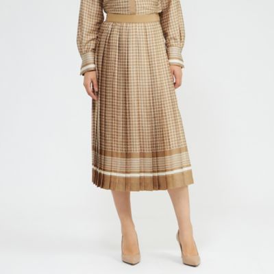 バイカラージオメトリックプリント プリーツスカート