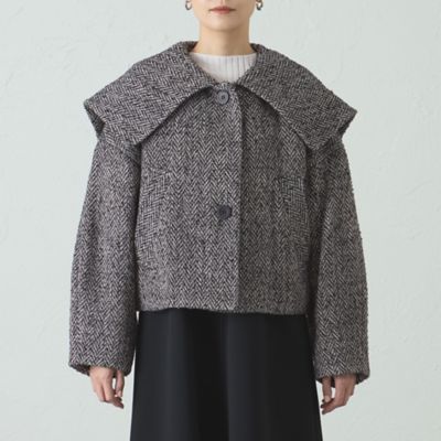 ヘリンボンツィードショールカラーコート（N5A04635＿＿