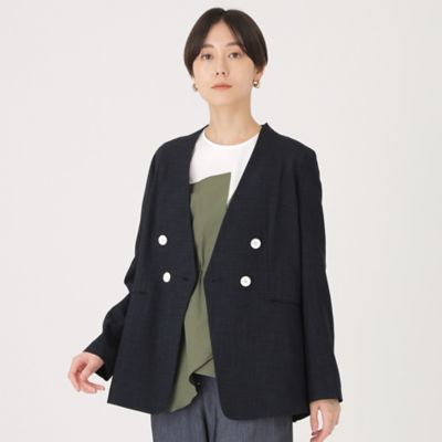 【洗える／セットアップ】リネンライクノーカラージャケット（Ｎ５Ｅ９１３１８＿＿）