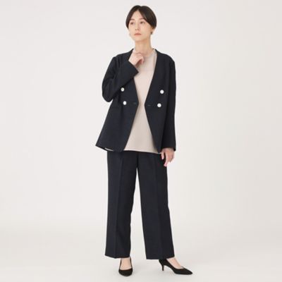 【洗える／セットアップ】リネンライクノーカラージャケット（Ｎ５Ｅ９１３１８＿＿）