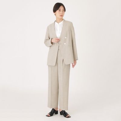 【洗える／セットアップ】リネンライクノーカラージャケット（Ｎ５Ｅ９１３１８＿＿）