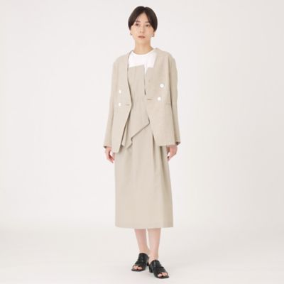【洗える／セットアップ】リネンライクノーカラージャケット（Ｎ５Ｅ９１３１８＿＿）