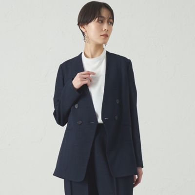 【セットアップ対応／洗える／吸水速乾】リネンライクノーカラーサマージャケット（Ｎ５Ｅ９１５０７＿＿）