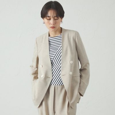 【セットアップ対応／洗える／吸水速乾】リネンライクノーカラーサマージャケット（Ｎ５Ｅ９１５０７＿＿）