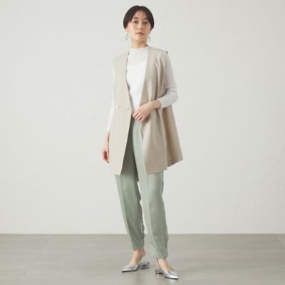 【雑誌掲載】【セットアップ対応／着回し抜群】リネンライクコンビショートジレ（Ｎ５Ｅ９２５０７＿＿）