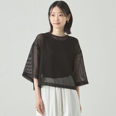 【セットアップ対応／オンでもオフでも活躍】メッシュクロップドトップス（Ｎ５Ｍ０２６０３＿＿）
