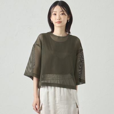 【セットアップ対応／オンでもオフでも活躍】メッシュクロップドトップス（Ｎ５Ｍ０２６０３＿＿）