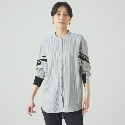 CAST：/キャストコロン 【着用しわ軽減／吸水速乾】ニットコンビストライプブラウス（Ｎ５Ｍ０４５０１＿＿）