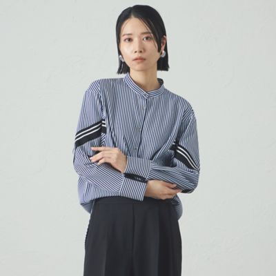 【着用しわ軽減／吸水速乾】ニットコンビストライプブラウス（Ｎ５Ｍ０４５０１＿＿）