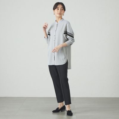 【着用しわ軽減／吸水速乾】ニットコンビストライプブラウス（Ｎ５Ｍ０４５０１＿＿）