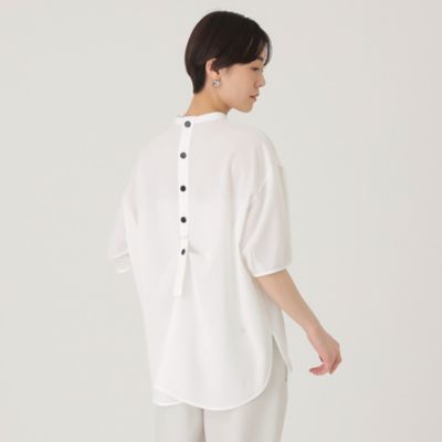 ＜CAST：＞【オンでもオフでも活躍】バックボタンショートスリーブブラウス（Ｎ５Ｍ８４３１９＿＿）