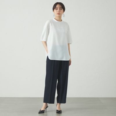 【接触冷感／ＵＶ効果／着用しわ軽減】バックボタンショートスリーブブラウス（Ｎ５Ｍ８４５２６＿＿）