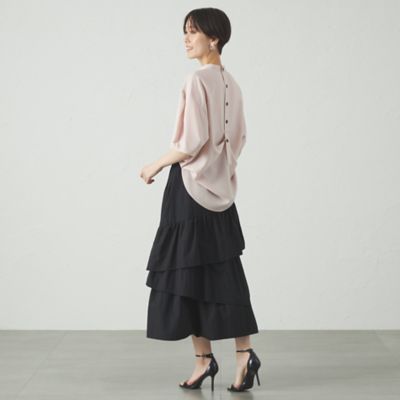 【接触冷感／ＵＶ効果／着用しわ軽減】バックボタンショートスリーブブラウス（Ｎ５Ｍ８４５２６＿＿）