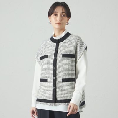 ＜CAST：＞【オンでもオフでも活躍】ツイード調ニットジレ（Ｎ５Ｎ０１５１８＿＿）