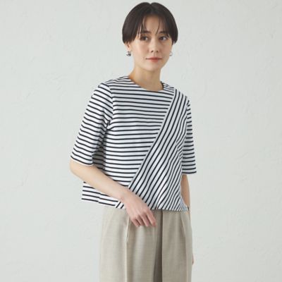 【着回し抜群】テクニカルボーダーカットソー（Ｎ５Ｐ０５５２７＿＿）