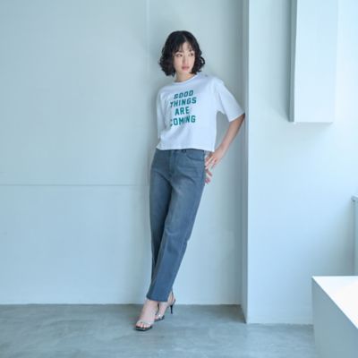 【美シルエット】クロップドストレッチデニム（Ｎ５Ｒ０５５２４＿＿）