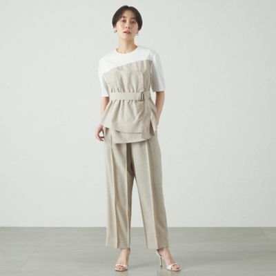 【セットアップ対応／吸水速乾／美シルエット】リネンライクタックフォルムパンツ（Ｎ５Ｒ９１５０７＿＿）