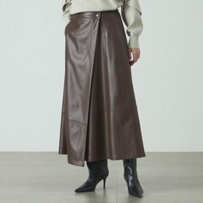 着回し抜群／イージーケア】フェイクレザースカート