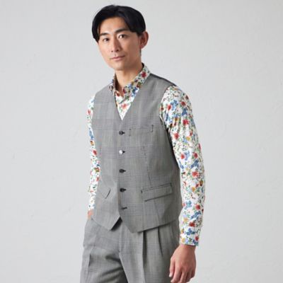 ＜BAKER STREET (Men)＞【セットアップ対応可能】クリスピーグレンチェックウエストコート（Ｓ３Ｇ２０５３０＿＿）