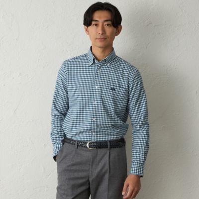 【美品】LUCIFERO スリーピース ギンガムチェック Cグレー AB8 ウールコットンギンガムチェックシャツ（S3M03660＿＿