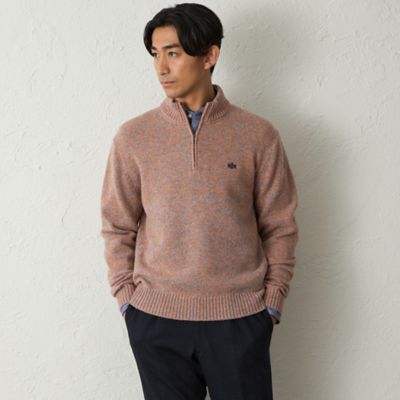 DUNHILL ハーフジップ ニット　茶　S メランジハーフジップニット（2L・3Lあり）（S3N05614＿＿